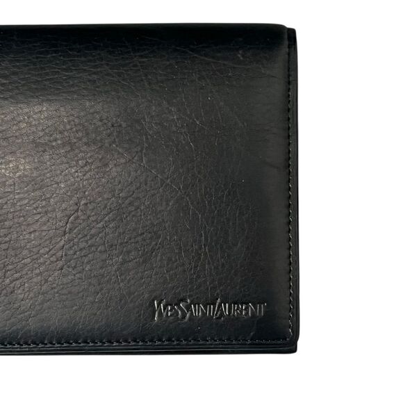 YSL Yves Saint Laurent Black Leather Long Wallet Clutch Bifold - Picture 6 of 12